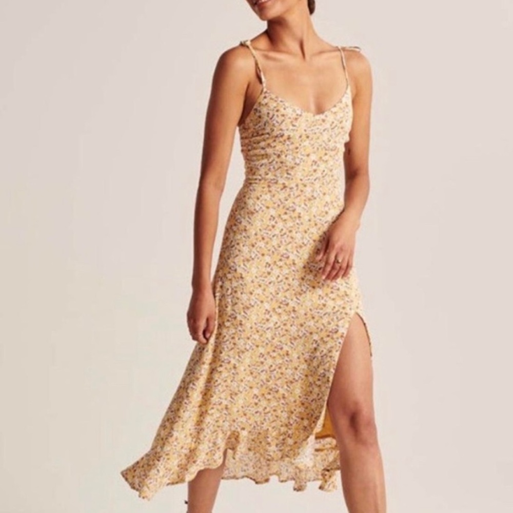 Abercrombie & Fitch Yellow Floral Midi Dress
